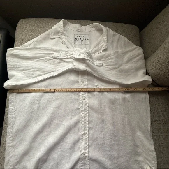 Frank & Eileen Women’s OS Mackenzie Italian Linen Button Up Top White Relaxed - Picture 7 of 9